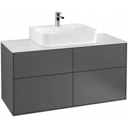 Villeroy & Boch Finion Тумба под раковину, с подсветкой, 4 выдвижных ящика, 1200 x 603 x 501 mm, Silk Grey Matt Lacquer G13100HJ