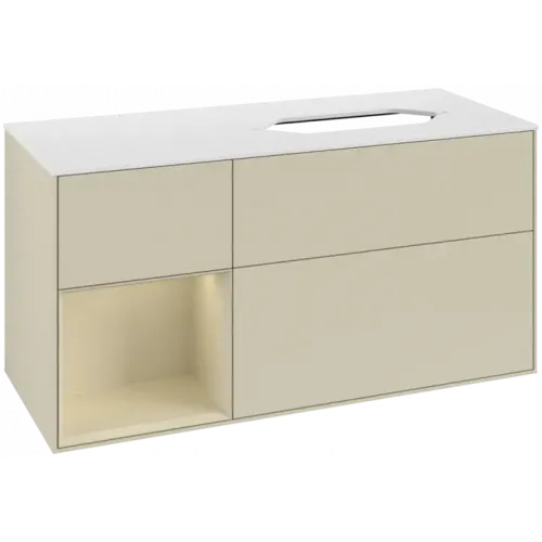 Villeroy & Boch Finion Тумба под раковину, с подсветкой, 3 выдвижных ящика, 1200 x 603 x 501 mm, Silk Grey Matt Lacquer / Silk Grey Matt Lacquer F681HJHJ