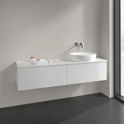 Villeroy & Boch Antao Тумба под раковину, 2 выдвижных ящика, 1600 x 360 x 500 mm, лицевая поверхность без текстурированной отделки, Glossy White Lacquer / Glossy White Lacquer K38010GF