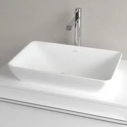 Villeroy & Boch Venticello Надстраиваемый полуутопленный умывальник, 555 x 360 x 110 mm, Stone White CeramicPlus, с переливом 411355RW