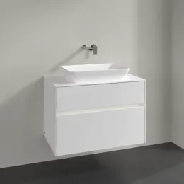 Villeroy & Boch Collaro Тумба под раковину, с подсветкой, 2 выдвижных ящика, 800 x 548 x 500 mm, Glossy White / Glossy White C108B0DH