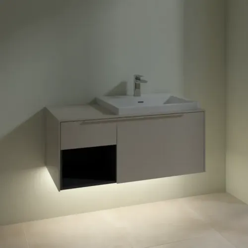 Villeroy & Boch Subway 3.0 Тумба под раковину, с подсветкой, 2 выдвижных ящика, 1001 x 423 x 516 mm, Cashmere Grey / Cashmere Grey C571L2VN