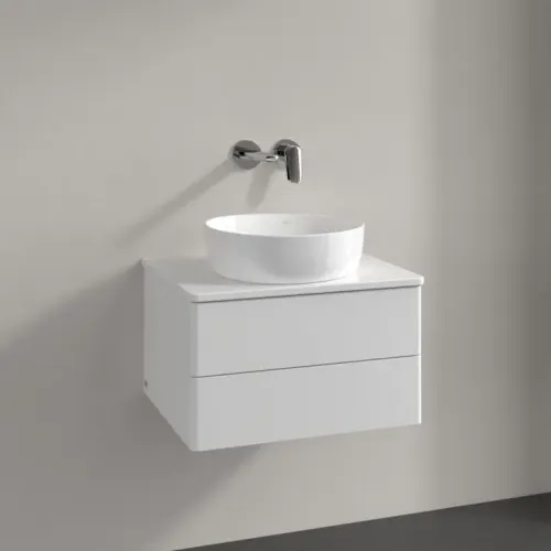Villeroy & Boch Antao Тумба под раковину, с подсветкой, 2 выдвижных ящика, 600 x 360 x 500 mm, лицевая поверхность без текстурированной отделки, Glossy White Lacquer / Glossy White Lacquer L18010GF