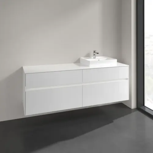 Villeroy & Boch Collaro Тумба под раковину, с подсветкой, 4 выдвижных ящика, 1600 x 548 x 500 mm, Glossy White / Glossy White C079B0DH