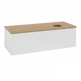 Villeroy & Boch Antao Тумба под раковину, 1 выдвижной ящик, 1200 x 360 x 500 mm, лицевая поверхность без текстурированной отделки, Glossy White Lacquer / Honey Oak K34051GF