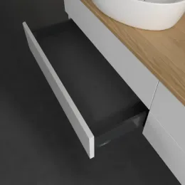 Villeroy & Boch Antao Тумба под раковину, 4 выдвижных ящика, 1600 x 360 x 500 mm, лицевая поверхность без текстурированной отделки, Glossy White Lacquer / Honey Oak K26051GF