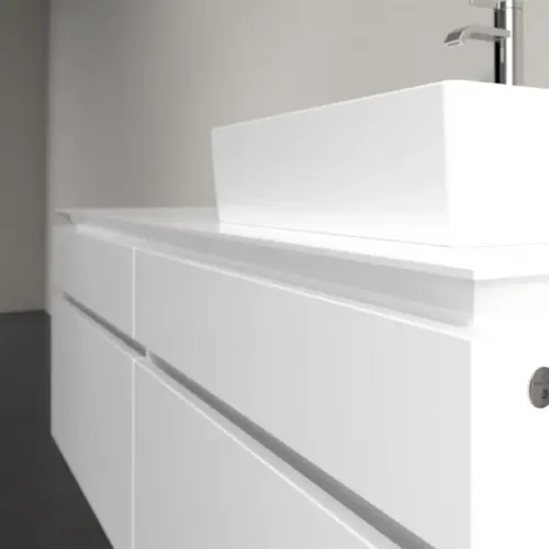 Villeroy & Boch Legato Тумба под раковину, с подсветкой, 4 выдвижных ящика, 1400 x 550 x 500 mm, Glossy White / Glossy White B616L0DH