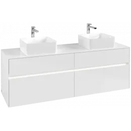 Villeroy & Boch Collaro Тумба под раковину, с подсветкой, 4 выдвижных ящика, 1600 x 548 x 500 mm, Glossy White / Glossy White C052B0DH