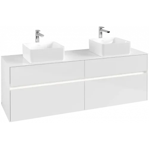 Villeroy & Boch Collaro Тумба под раковину, с подсветкой, 4 выдвижных ящика, 1600 x 548 x 500 mm, Glossy White / Glossy White C052B0DH