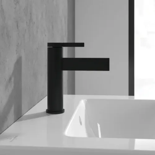 Villeroy & Boch Dawn Смеситель для раковины однорычажный без Выдвижной механизм слива, Черный матовый TVW106103151K5