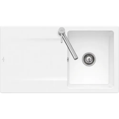 Villeroy & Boch Siluet 50 flat Мойка, включая Комплект слива с ручным управлением, выкл TitanCeram, 880 x 490 mm, Альпийский белый CeramicPlus 33351FR1