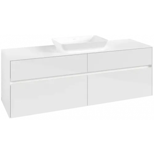 Villeroy & Boch Collaro Тумба под раковину, с подсветкой, 4 выдвижных ящика, 1600 x 548 x 500 mm, Glossy White / Glossy White C120B0DH