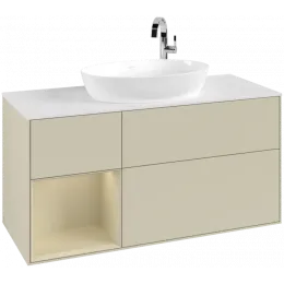 Villeroy & Boch Finion Тумба под раковину, с подсветкой, 3 выдвижных ящика, 1200 x 603 x 501 mm, Silk Grey Matt Lacquer / Silk Grey Matt Lacquer G941HJHJ