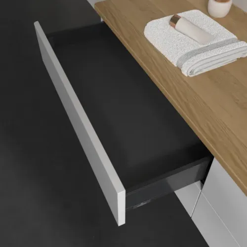 Villeroy & Boch Antao Тумба под раковину, 4 выдвижных ящика, 1600 x 360 x 500 mm, лицевая поверхность без текстурированной отделки, Glossy White Lacquer / Honey Oak K27051GF