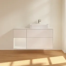 Villeroy & Boch Finion Тумба под раковину, с подсветкой, 3 выдвижных ящика, 1200 x 603 x 501 mm, Glossy White Lacquer / Glossy White Lacquer G391GFGF