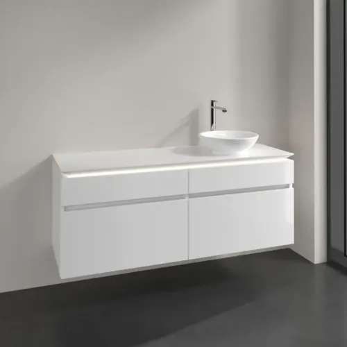 Villeroy & Boch Legato Тумба под раковину, с подсветкой, 4 выдвижных ящика, 1400 x 550 x 500 mm, Glossy White / Glossy White B590L0DH