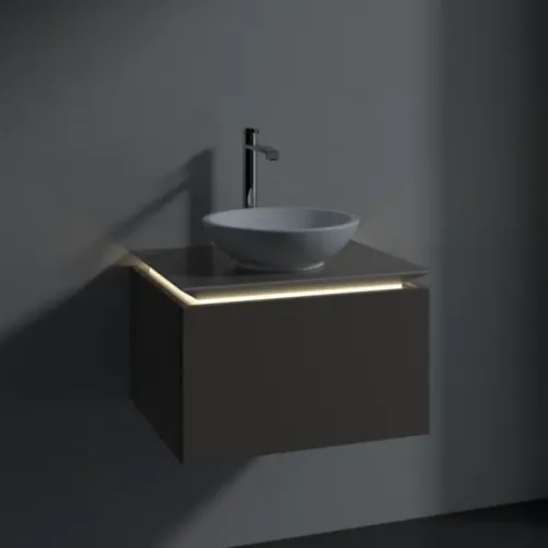 Villeroy & Boch Legato Тумба под раковину, с подсветкой, 1 выдвижной ящик, 600 x 380 x 500 mm, Truffle Grey / Truffle Grey B567L0VG