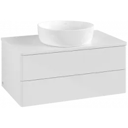 Villeroy & Boch Antao Тумба под раковину, 2 выдвижных ящика, 800 x 360 x 500 mm, лицевая поверхность без текстурированной отделки, Glossy White Lacquer / Glossy White Lacquer K19010GF