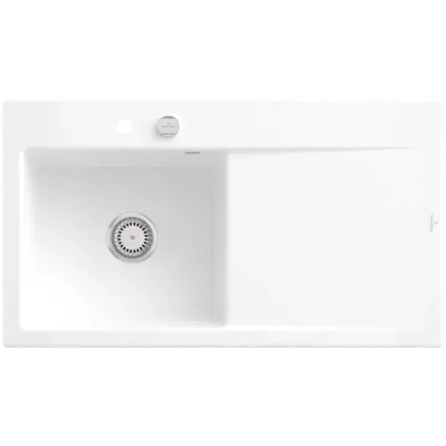 Villeroy & Boch Subway Style 50 Мойка, включая Комплект слива с эксцентриком, выкл Керамика, 900 x 510 mm, Альпийский белый CeramicPlus 335202R1