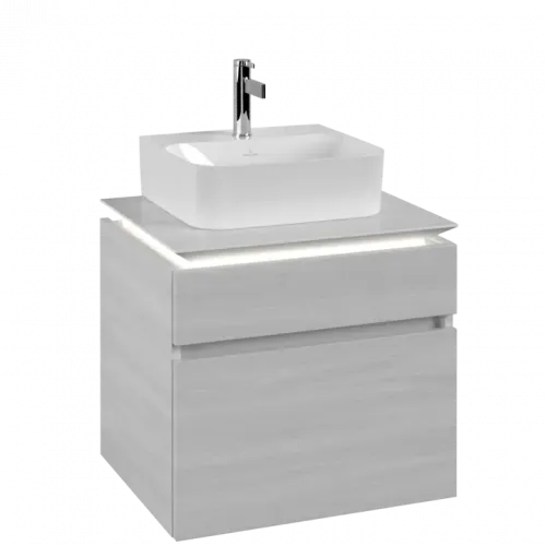 Villeroy & Boch Legato Тумба под раковину, с подсветкой, 2 выдвижных ящика, 600 x 550 x 500 mm, White Wood / White Wood B732L0E8