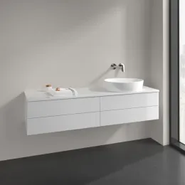 Villeroy & Boch Antao Тумба под раковину, с подсветкой, 4 выдвижных ящика, 1600 x 360 x 500 mm, лицевая поверхность без текстурированной отделки, Glossy White Lacquer / Glossy White Lacquer L27010GF