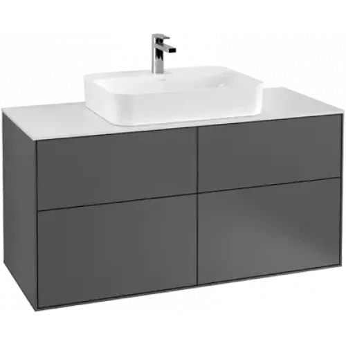 Villeroy & Boch Finion Тумба под раковину, с подсветкой, 4 выдвижных ящика, 1200 x 603 x 501 mm, Silk Grey Matt Lacquer G38100HJ