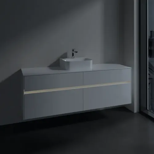 Villeroy & Boch Collaro Тумба под раковину, с подсветкой, 4 выдвижных ящика, 1600 x 548 x 500 mm, Glossy White / Glossy White C104B0DH