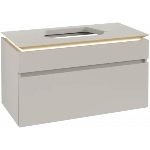 Villeroy & Boch Legato Тумба под раковину, с подсветкой, 2 выдвижных ящика, 1000 x 550 x 500 mm, Soft Grey / Soft Grey B756L0VK