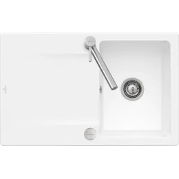 Villeroy & Boch Siluet 45 flat Мойка, включая Комплект слива с эксцентриком, выкл TitanCeram, 780 x 490 mm, Альпийский белый CeramicPlus 33342FR1