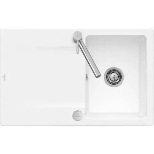 Villeroy & Boch Siluet 45 flat Мойка, включая Комплект слива с эксцентриком, выкл TitanCeram, 780 x 490 mm, Альпийский белый CeramicPlus 33342FR1