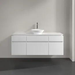 Villeroy & Boch Legato Тумба под раковину, 5 выдвижных ящиков, 1400 x 550 x 500 mm, Glossy White / Glossy White B58600DH