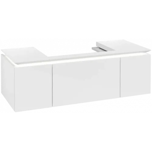 Villeroy & Boch Legato Тумба под раковину, с подсветкой, 3 выдвижных ящика, 1200 x 380 x 500 mm, Glossy White / Glossy White B696L0DH