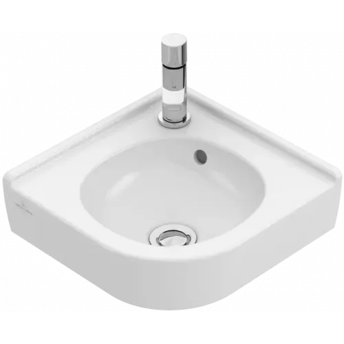 Villeroy & Boch O.novo Угловая раковина, 400 x 320 x 145 mm, Альпийский белый CeramicPlus, с переливом, нешлифованный 731032R1