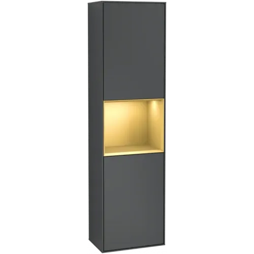 Villeroy & Boch Finion Шкаф-пенал, с подсветкой, 2 двери, 418 x 1516 x 270 mm, Midnight Blue Matt Lacquer / Gold Matt Lacquer F460HFHG