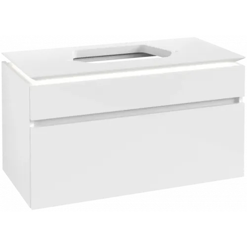 Villeroy & Boch Legato Тумба под раковину, с подсветкой, 2 выдвижных ящика, 1000 x 550 x 500 mm, Glossy White / Glossy White B756L0DH