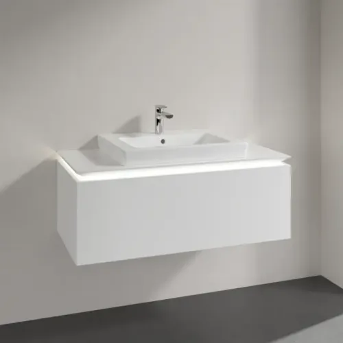 Villeroy & Boch Legato Тумба под раковину, с подсветкой, 1 выдвижной ящик, 1000 x 380 x 500 mm, Glossy White / Glossy White B680L0DH