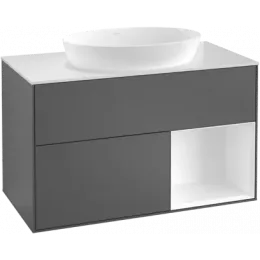 Villeroy & Boch Finion Тумба под раковину, с подсветкой, 2 выдвижных ящика, 1000 x 603 x 501 mm, Silk Grey Matt Lacquer / Silk Grey Matt Lacquer GA21HJHJ