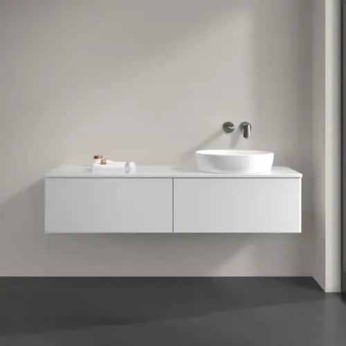 Villeroy & Boch Antao Тумба под раковину, с подсветкой, 2 выдвижных ящика, 1600 x 360 x 500 mm, лицевая поверхность без текстурированной отделки, Glossy White Lacquer / Glossy White Lacquer L38010GF