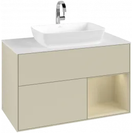 Villeroy & Boch Finion Тумба под раковину, с подсветкой, 2 выдвижных ящика, 1000 x 603 x 501 mm, Silk Grey Matt Lacquer / Silk Grey Matt Lacquer F781HJHJ