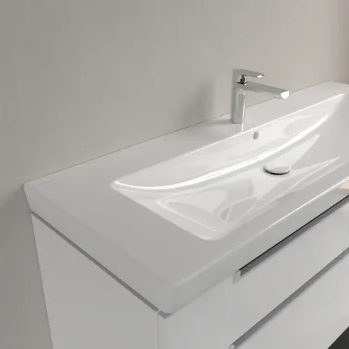 Villeroy & Boch Subway 2.0 Pаковина для установки на тумбу, 1300 x 470 x 160 mm, Альпийский белый CeramicPlus, с переливом 7176D0R1