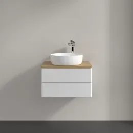 Villeroy & Boch Antao Тумба под раковину, 2 выдвижных ящика, 600 x 360 x 500 mm, лицевая поверхность без текстурированной отделки, Glossy White Lacquer / Honey Oak K18051GF