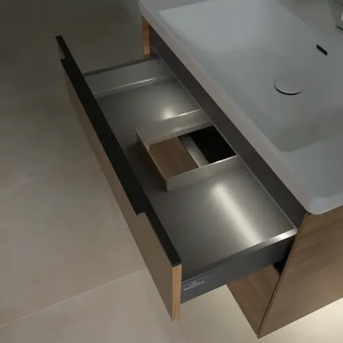 Villeroy & Boch Subway 3.0 Тумба под раковину, с подсветкой, 2 выдвижных ящика, 772 x 576 x 478 mm, Oak Kansas C574L1RH