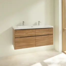 Villeroy & Boch Subway 3.0 Тумба под раковину, с подсветкой, 4 выдвижных ящика, 1272 x 576 x 478 mm, Oak Kansas C602L1RH