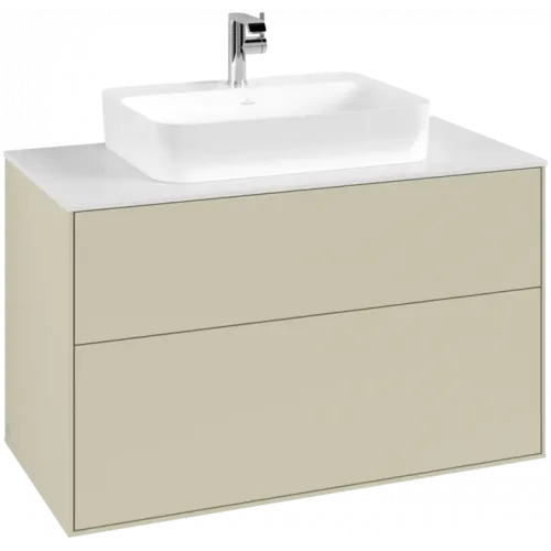 Villeroy & Boch Finion Тумба под раковину, с подсветкой, 2 выдвижных ящика, 1000 x 603 x 501 mm, Silk Grey Matt Lacquer G35100HJ