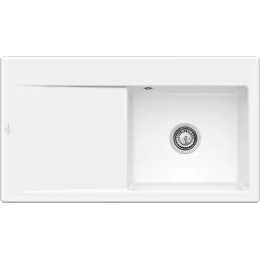 Villeroy & Boch Subway Style 50 Flat Мойка, включая Комплект слива с ручным управлением, выкл Керамика, 880 x 490 mm, Альпийский белый CeramicPlus 33511FR1