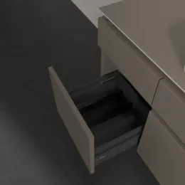 Villeroy & Boch Legato Тумба под раковину, с подсветкой, 5 выдвижных ящиков, 1400 x 550 x 500 mm, Truffle Grey / Truffle Grey B760L0VG