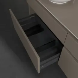Villeroy & Boch Legato Тумба под раковину, с подсветкой, 4 выдвижных ящика, 1600 x 550 x 500 mm, Truffle Grey / Truffle Grey B600L0VG