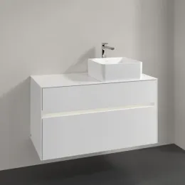 Villeroy & Boch Collaro Тумба под раковину, с подсветкой, 2 выдвижных ящика, 1000 x 548 x 500 mm, Glossy White / Glossy White C040B0DH