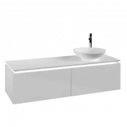 Villeroy & Boch Legato Тумба под раковину, с подсветкой, 2 выдвижных ящика, 1400 x 380 x 500 mm, Glossy White / Glossy White B589L0DH