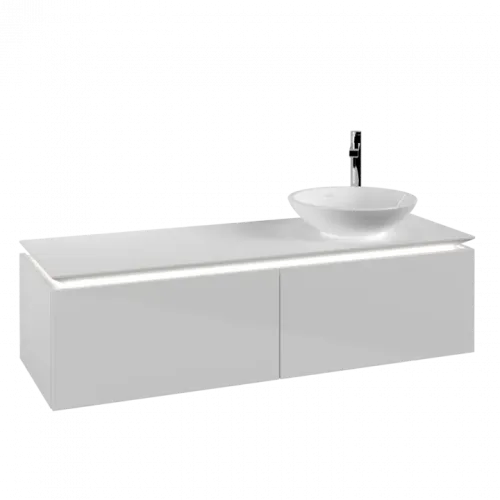 Villeroy & Boch Legato Тумба под раковину, с подсветкой, 2 выдвижных ящика, 1400 x 380 x 500 mm, Glossy White / Glossy White B589L0DH